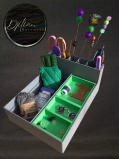 Project organizer bakje voor haak- en breiprojecten, voorbeeld met inhoud